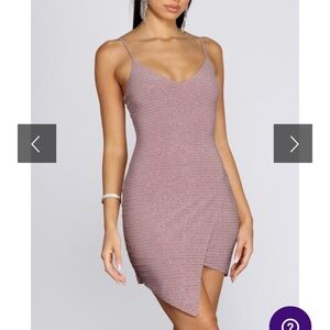 Sparkly mauve asymmetrical mini dress
